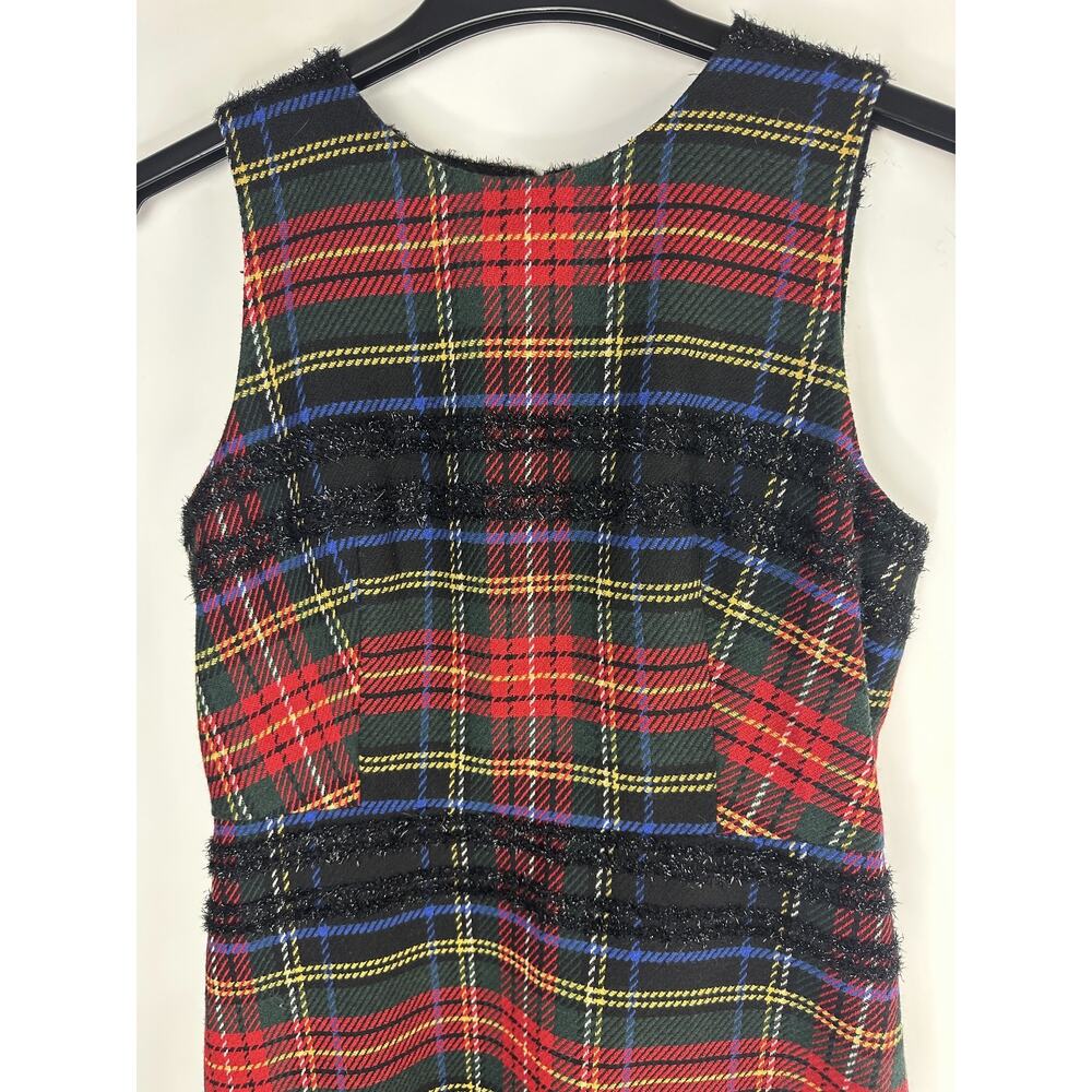 J.Crew Holiday Tartan Sheath Shift Dress Sleeveless Tweed Lace Red Plaid Size 8 - Picture 6 of 16